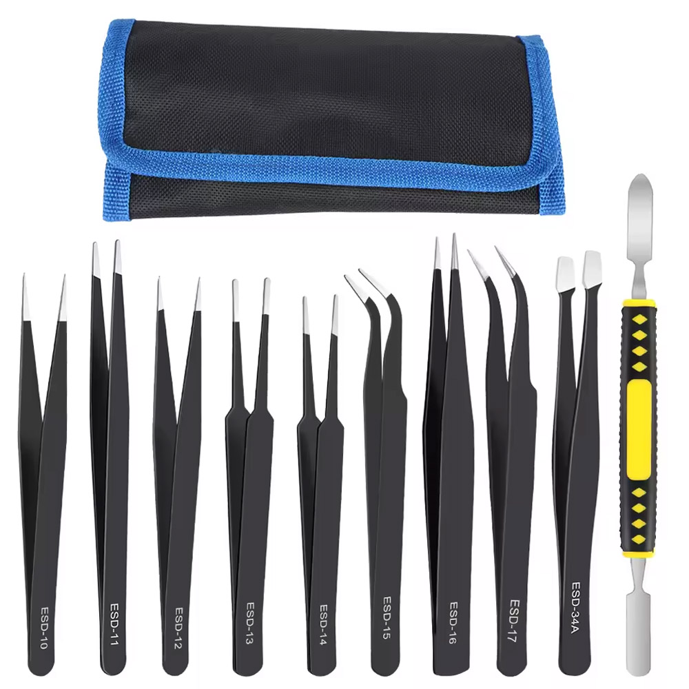 Electronics Repair Tool Kit - 10 sztuk/zestaw Precyzyjne antystatyczne pęsety zakrzywione