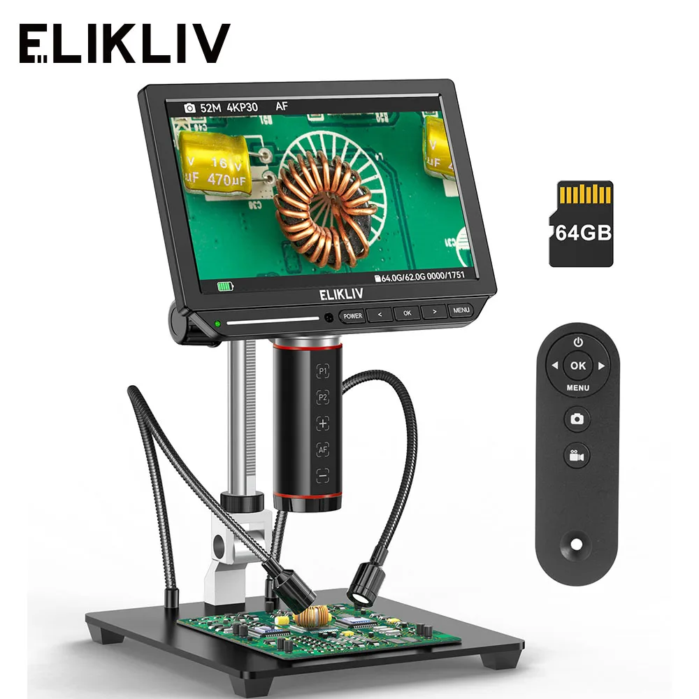 Electronics Repair Microscope - Elikliv EM4K-AF 4K mikroskop cyfrowy autofokus