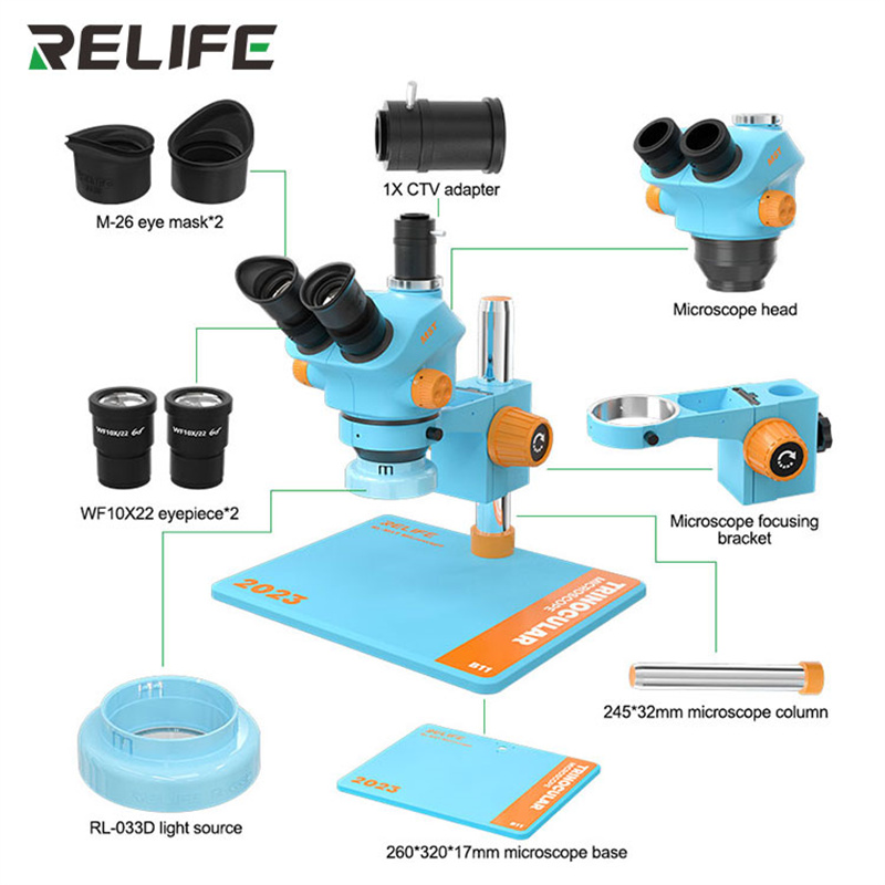Electronics Repair Microscope - RELIFE RL-M5T-B11 0.7-5.0 z ciągłym zoomem